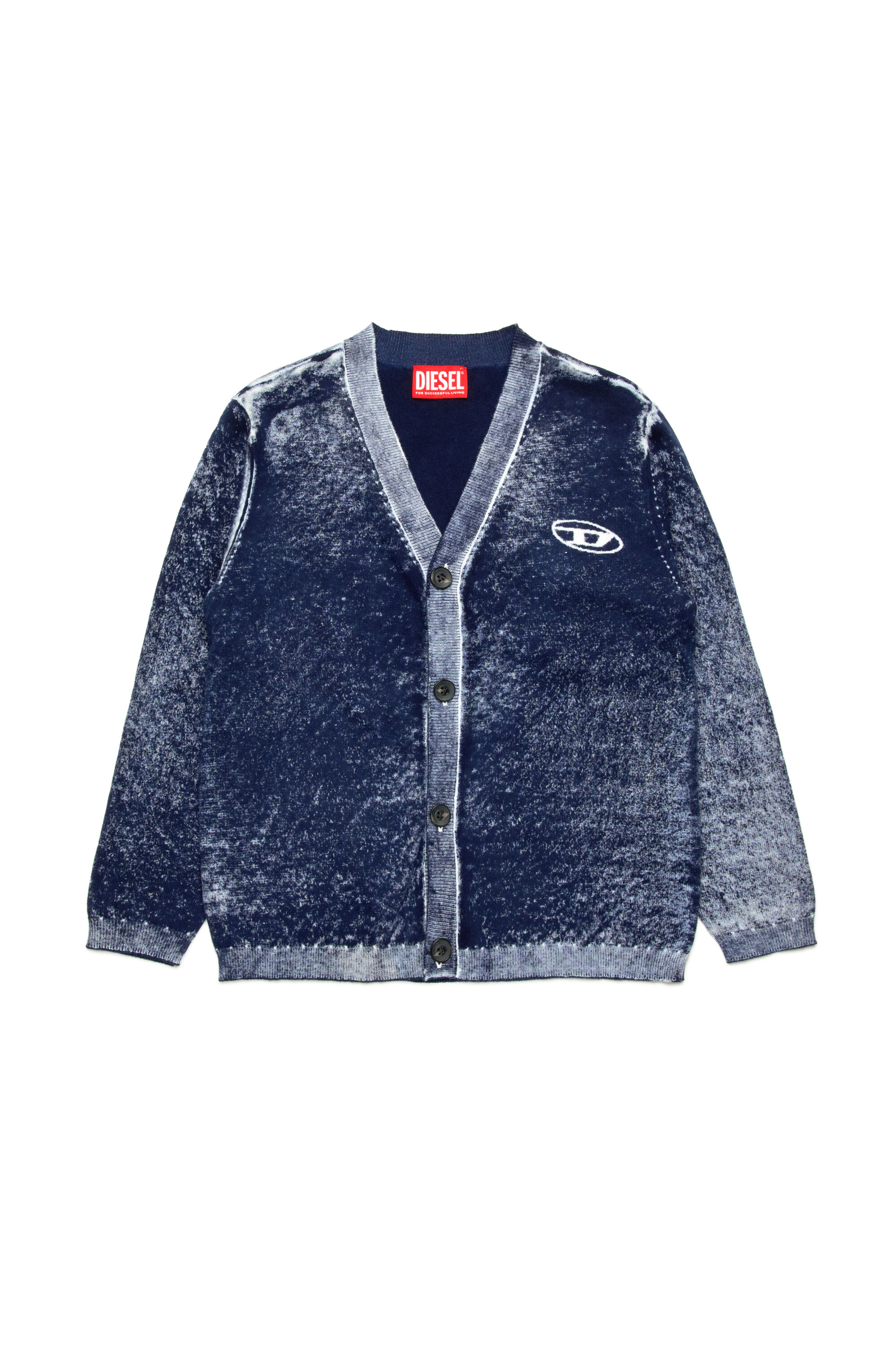 Diesel - KLAR CARDIGAN OVER, Cardigan à imprimé inversé avec logo Oval D Homme in Bleu - 1