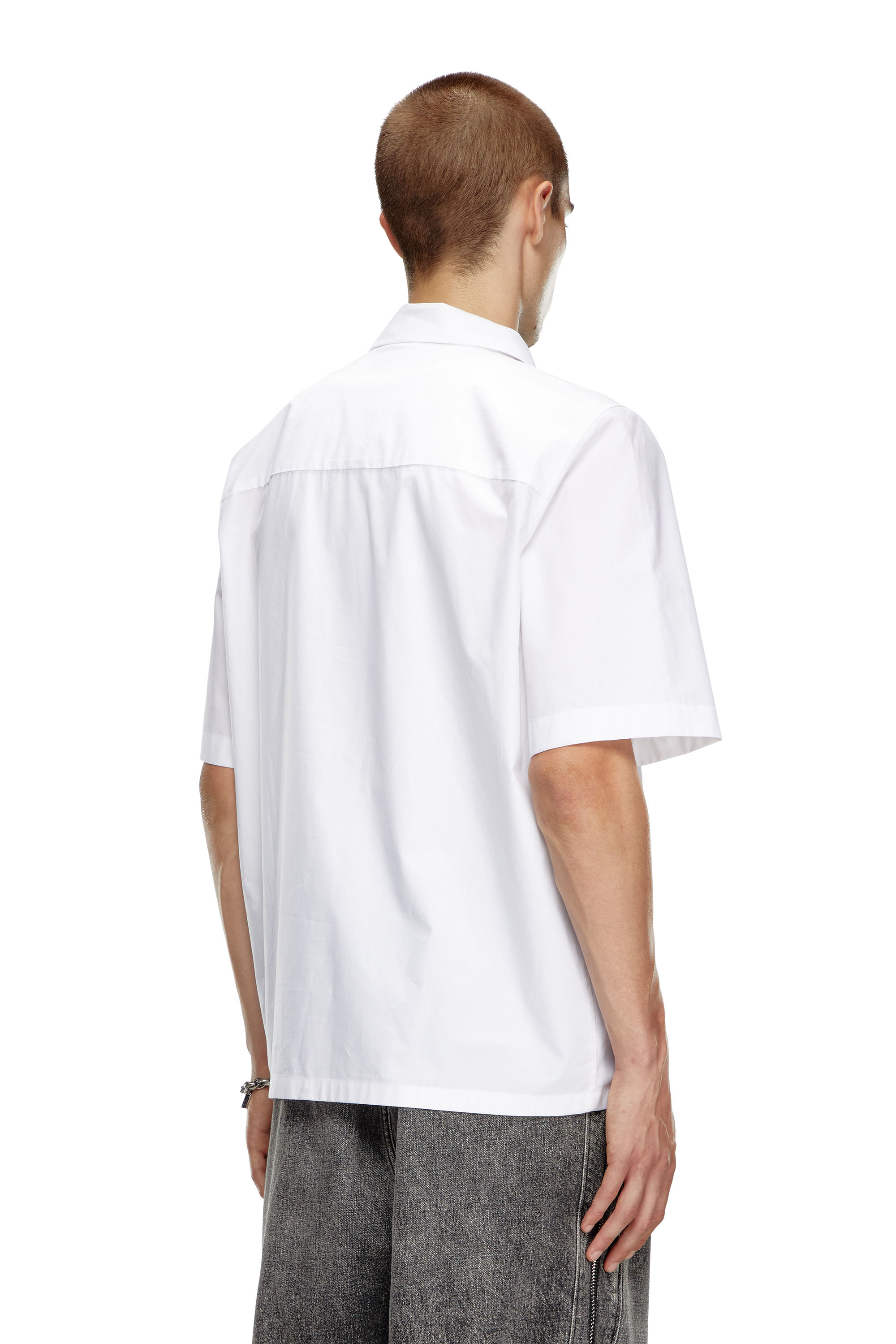 Diesel - S-MAC-C, Chemise bowling avec logo brodé Homme in Blanc - 4