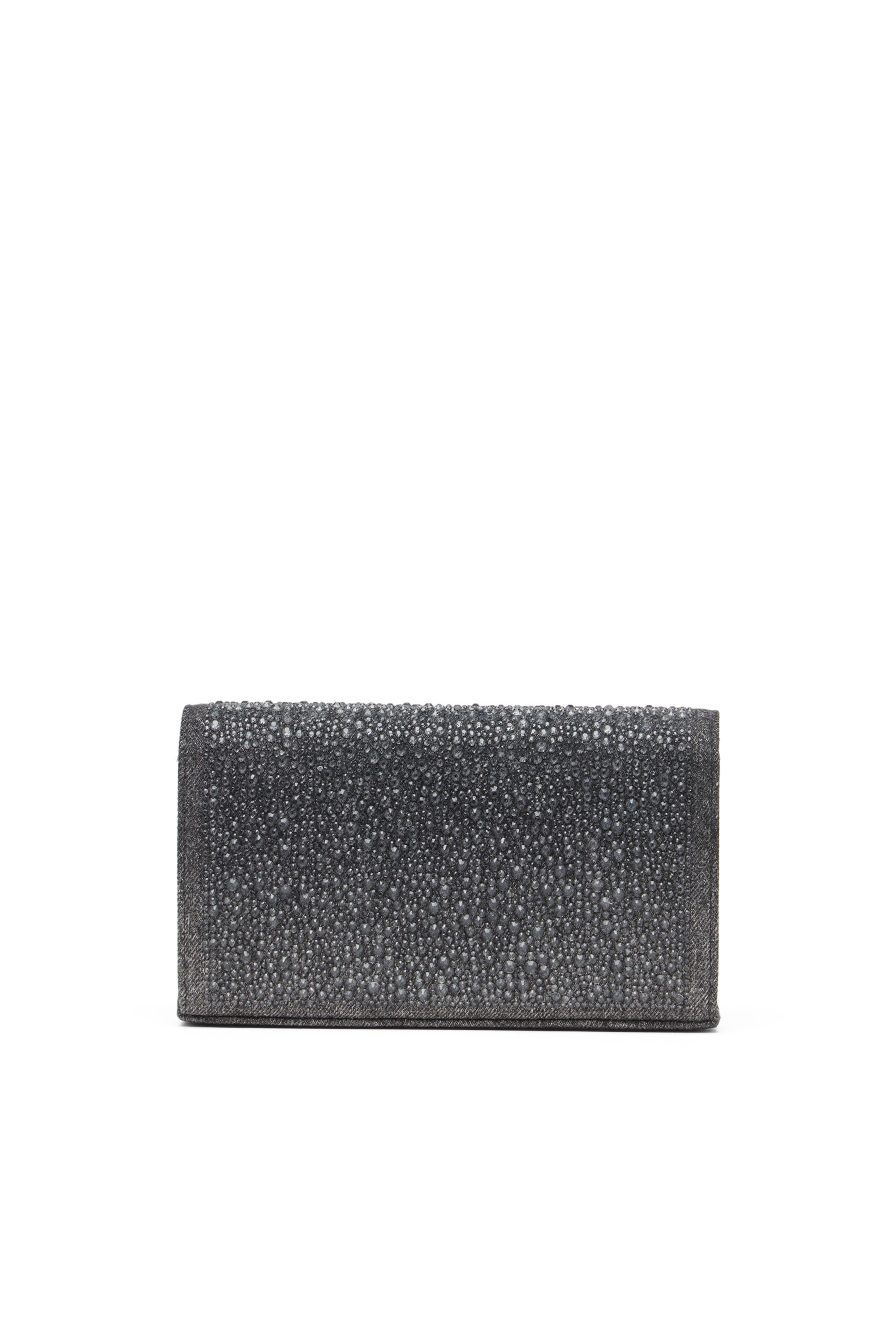 Diesel - 1DR WALLET STRAP, Porte-monnaie en denim cristal Femme in Noir - 2