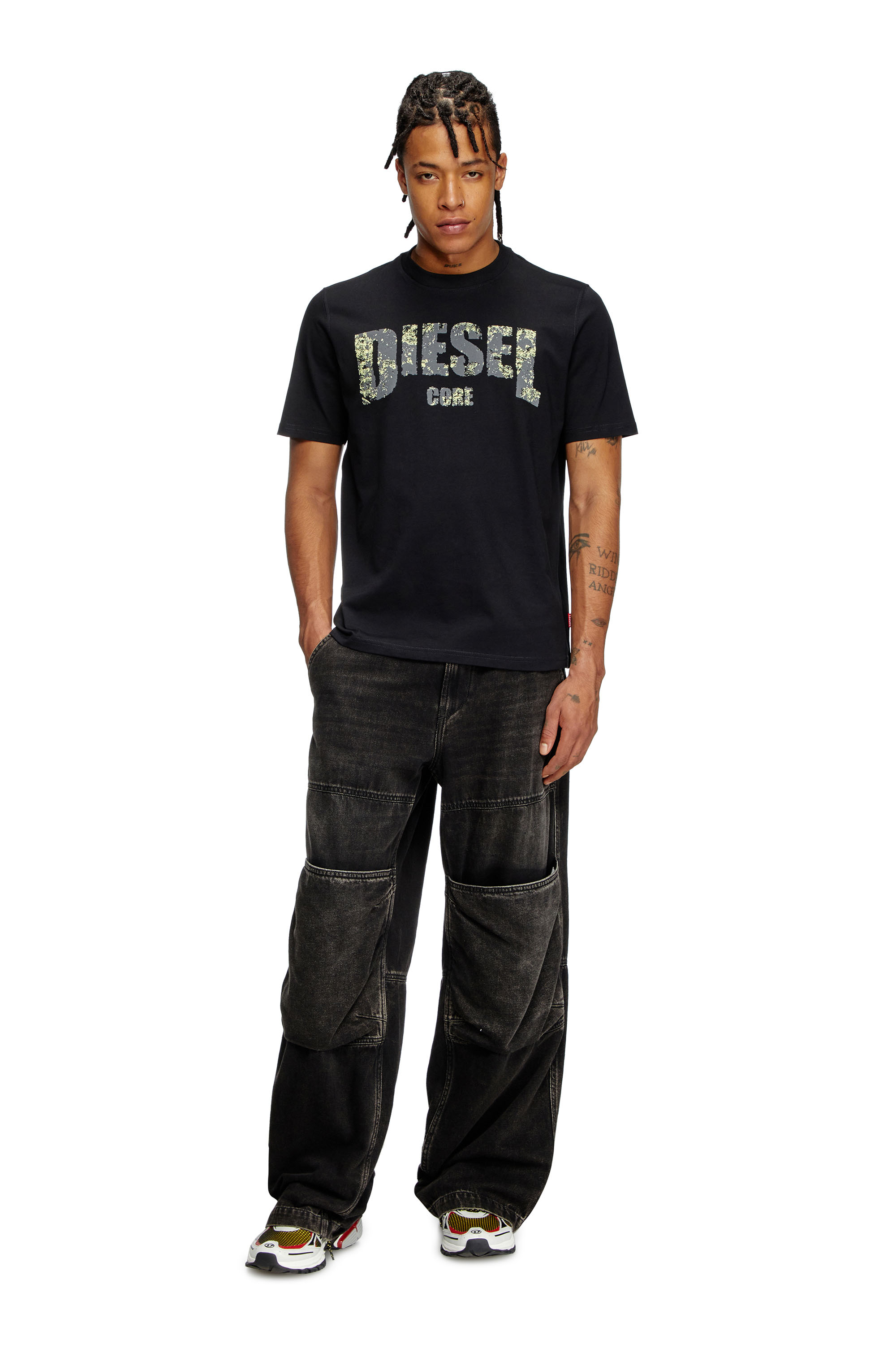 Diesel - T-ADJUST-R25, T-shirt avec imprimé Diesel Core Homme in Noir - 3