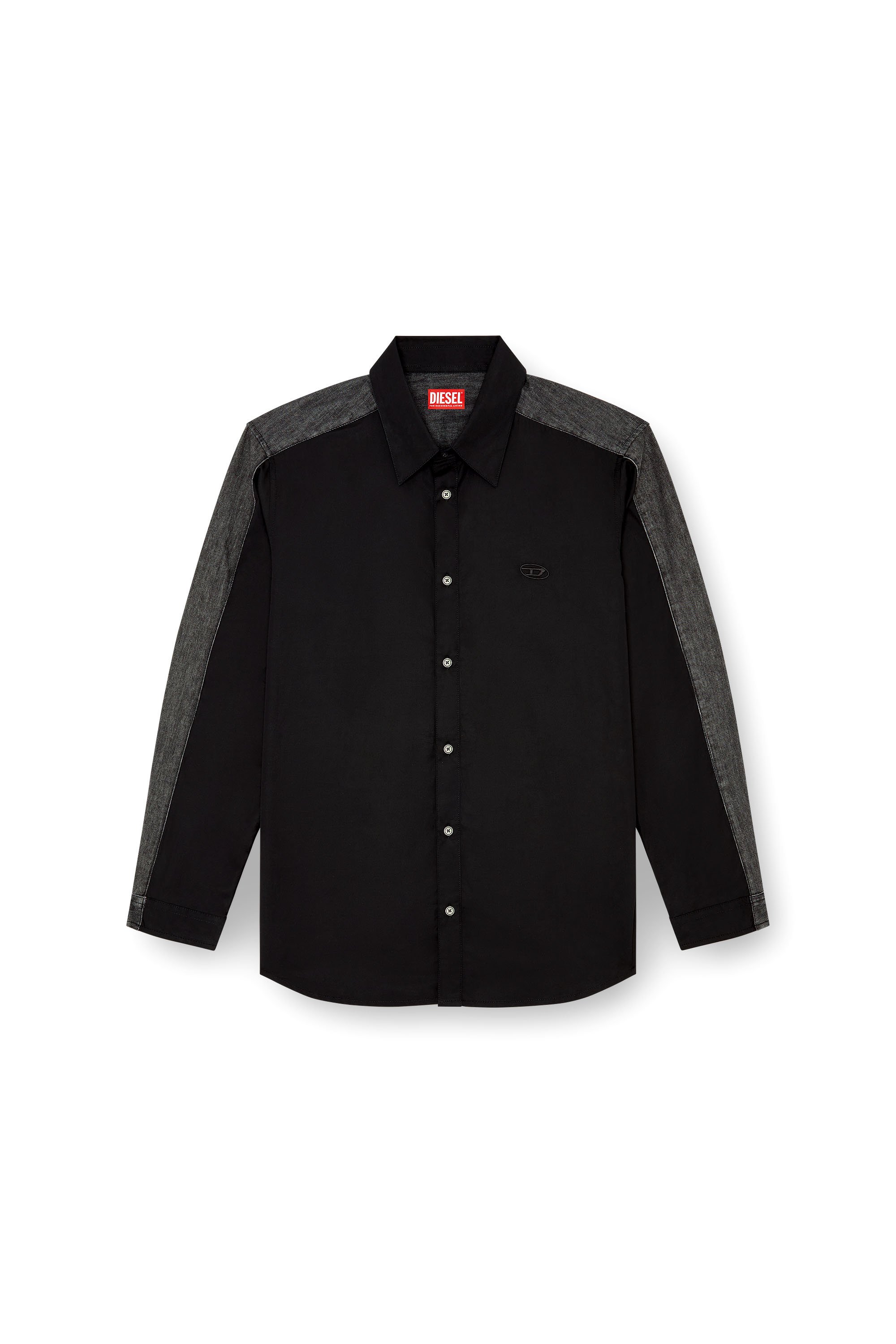 Diesel - S-SIMPLY-DNM, Chemise en popeline de coton et denim Homme in Polychrome - 3