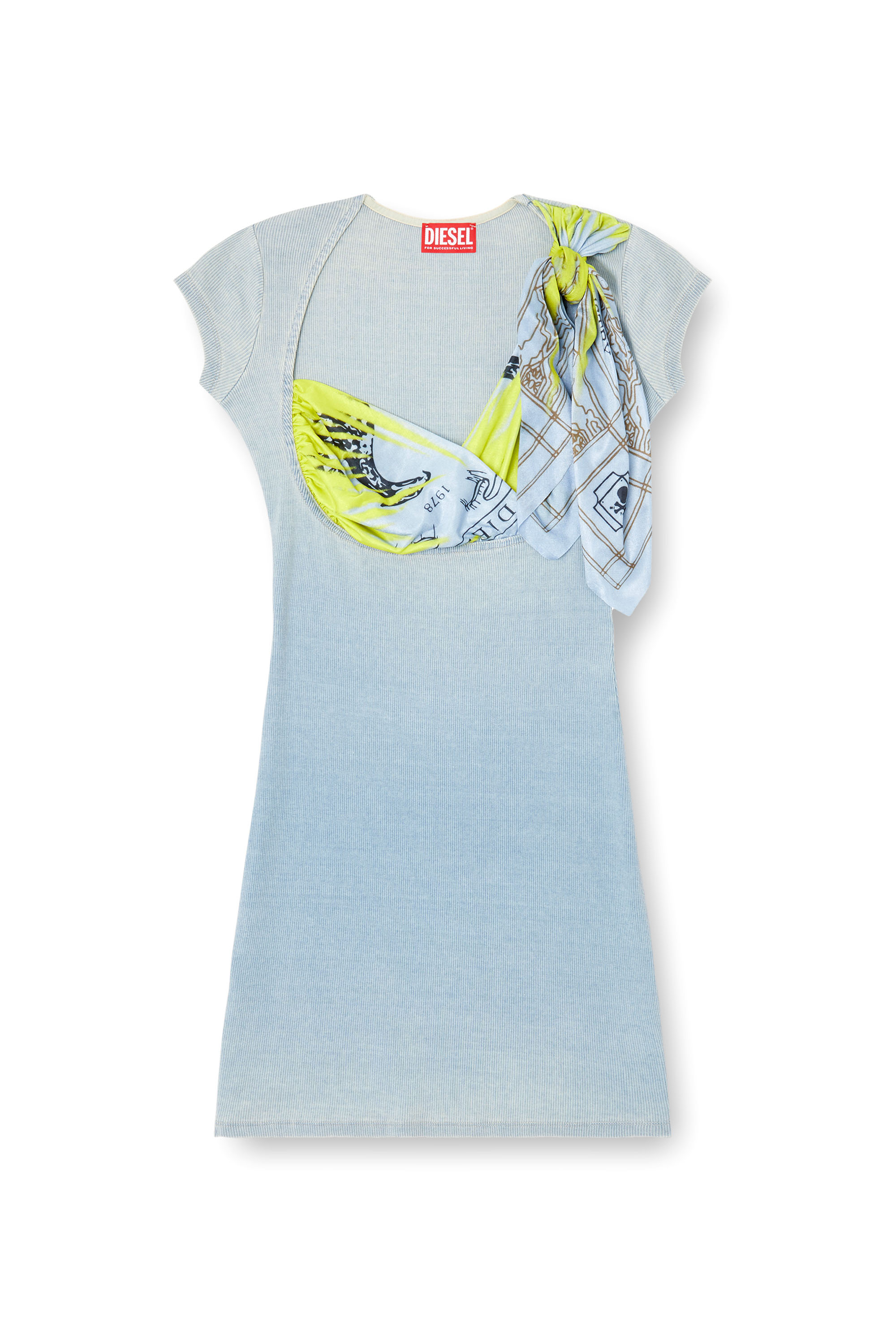 Diesel - D-LERYN, Mini-robe drapée avec empiècement soutien-gorge style bandana Femme in Bleu - 3