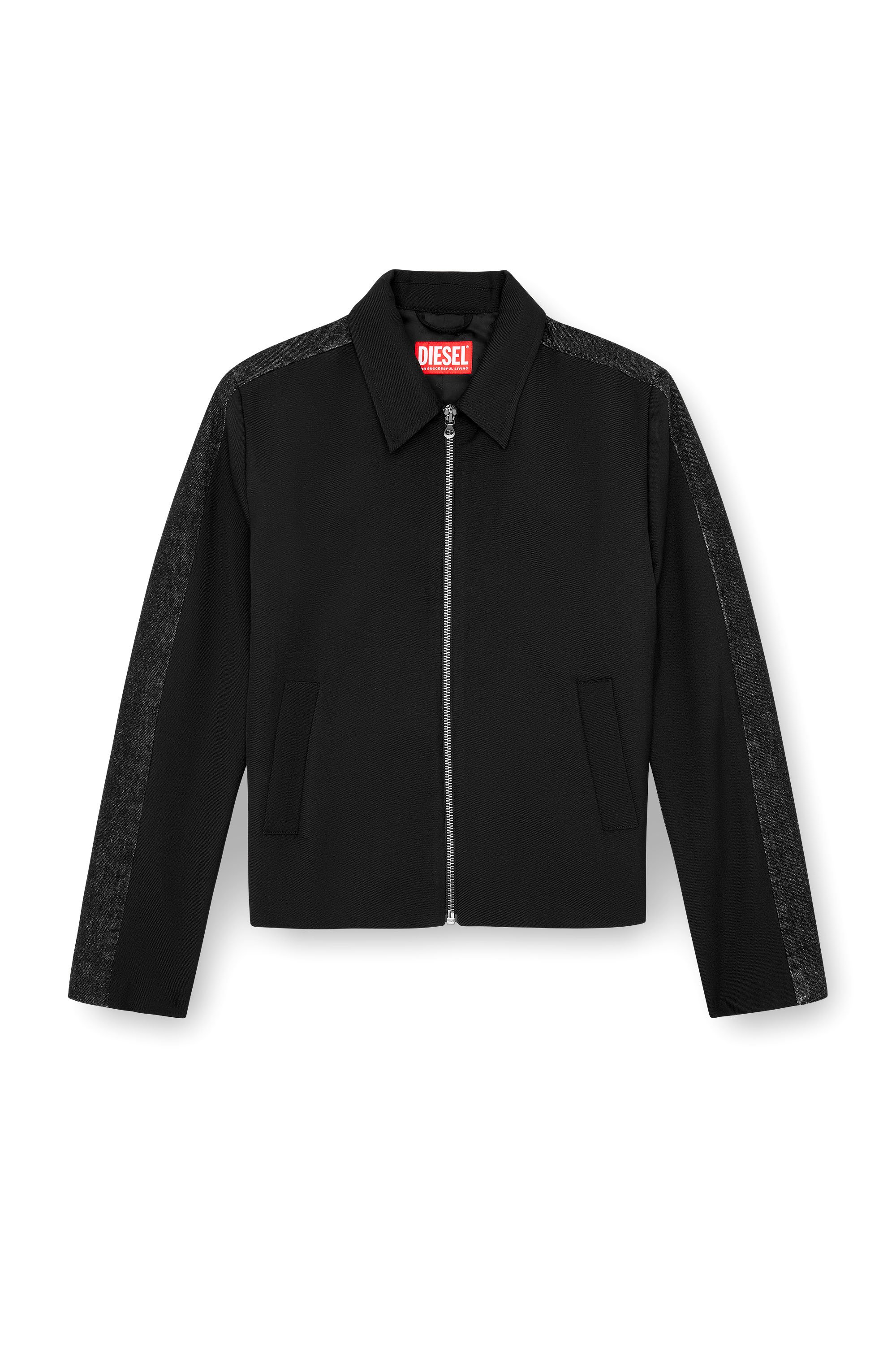 Diesel - J-RHEIN, Blouson en laine mélangée et denim Homme in Noir - 3
