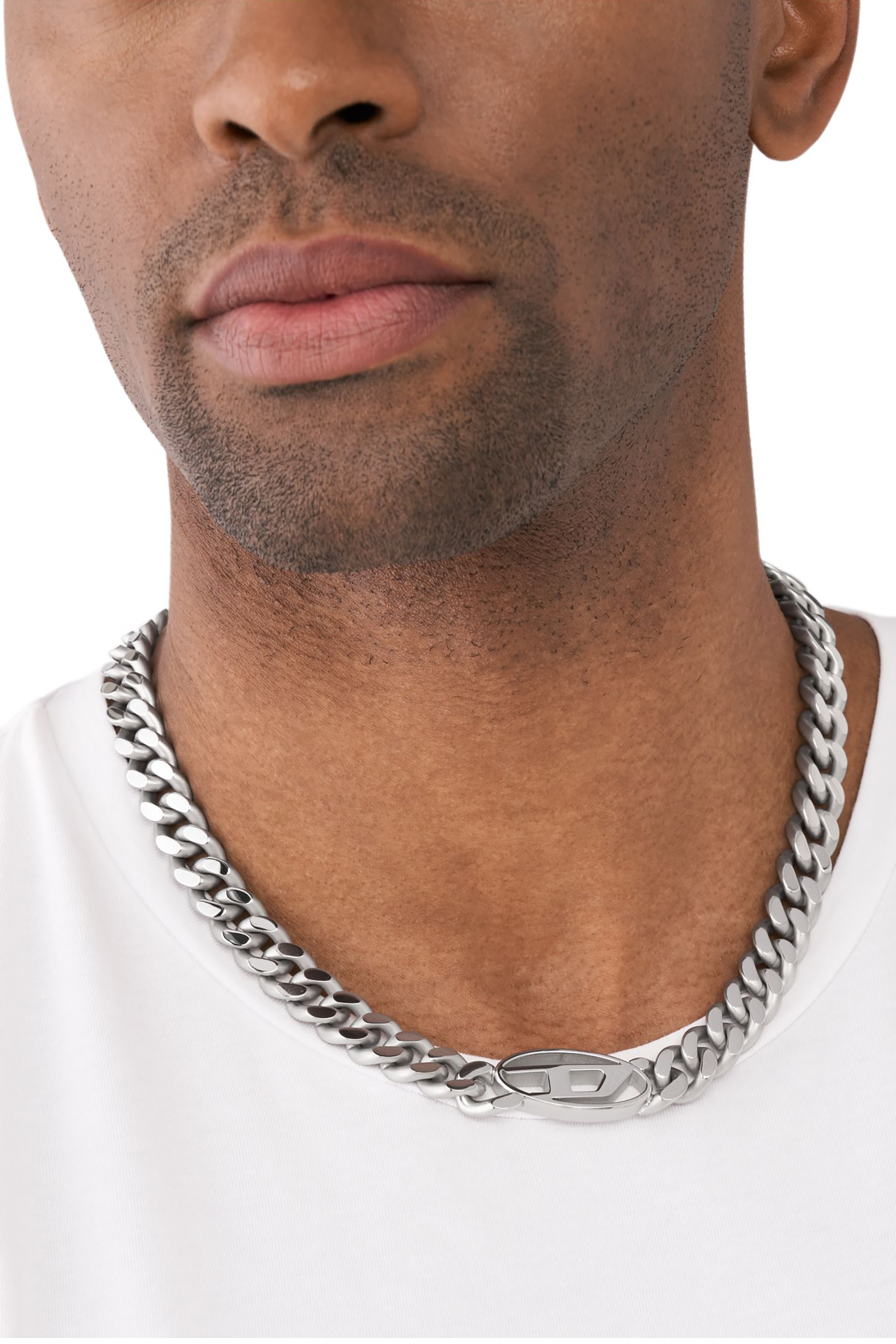 Diesel - DX1433, Choker avec logo D ovale Homme in Gris argenté - 4