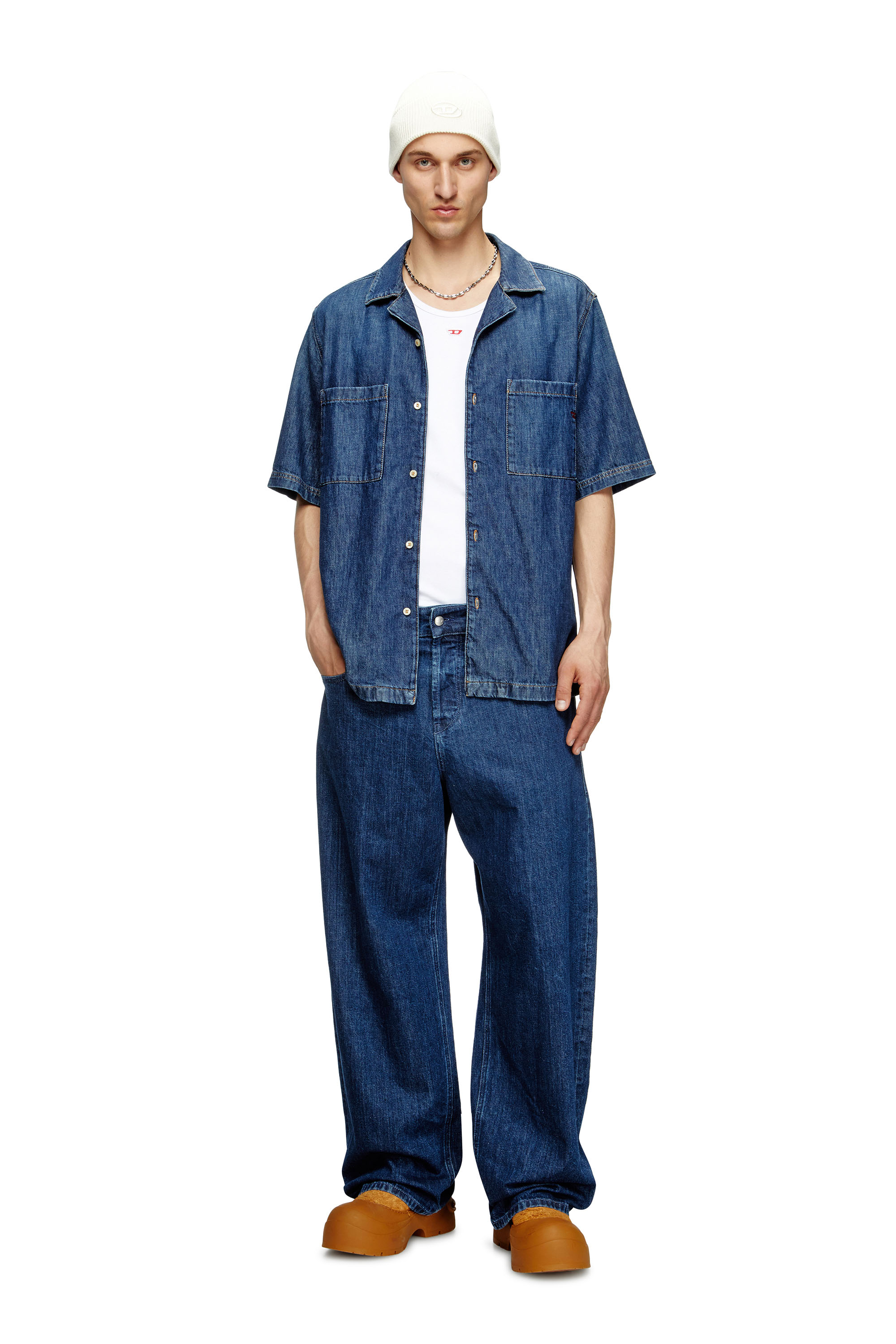 Diesel - D-PAROSHORT, Chemise bowling en denim Homme in Bleu - 2