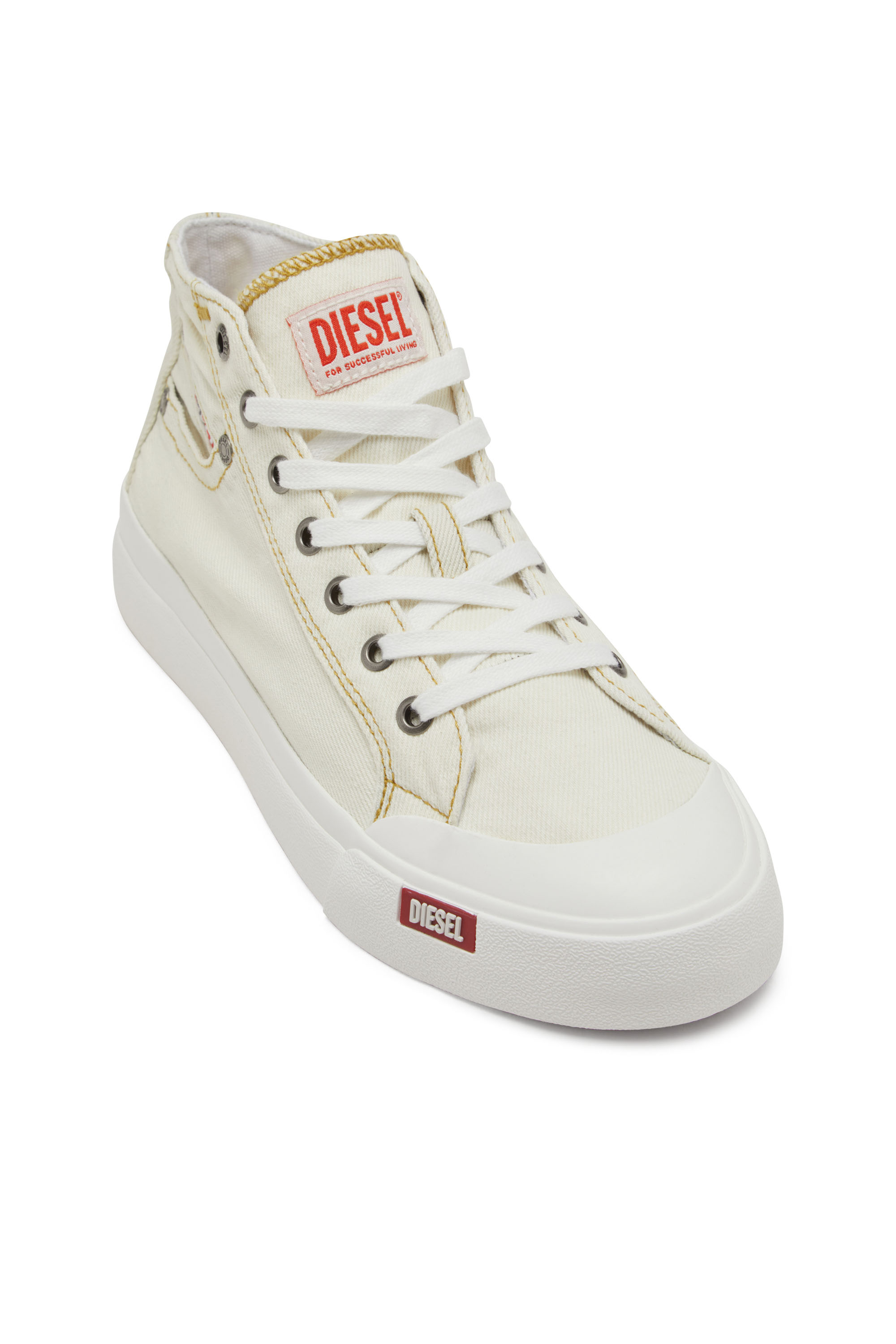 Diesel - S-ATHOS NMD W, S-Athos-Sneakers montantes en denim avec détail de poche Femme in Blanc - 4