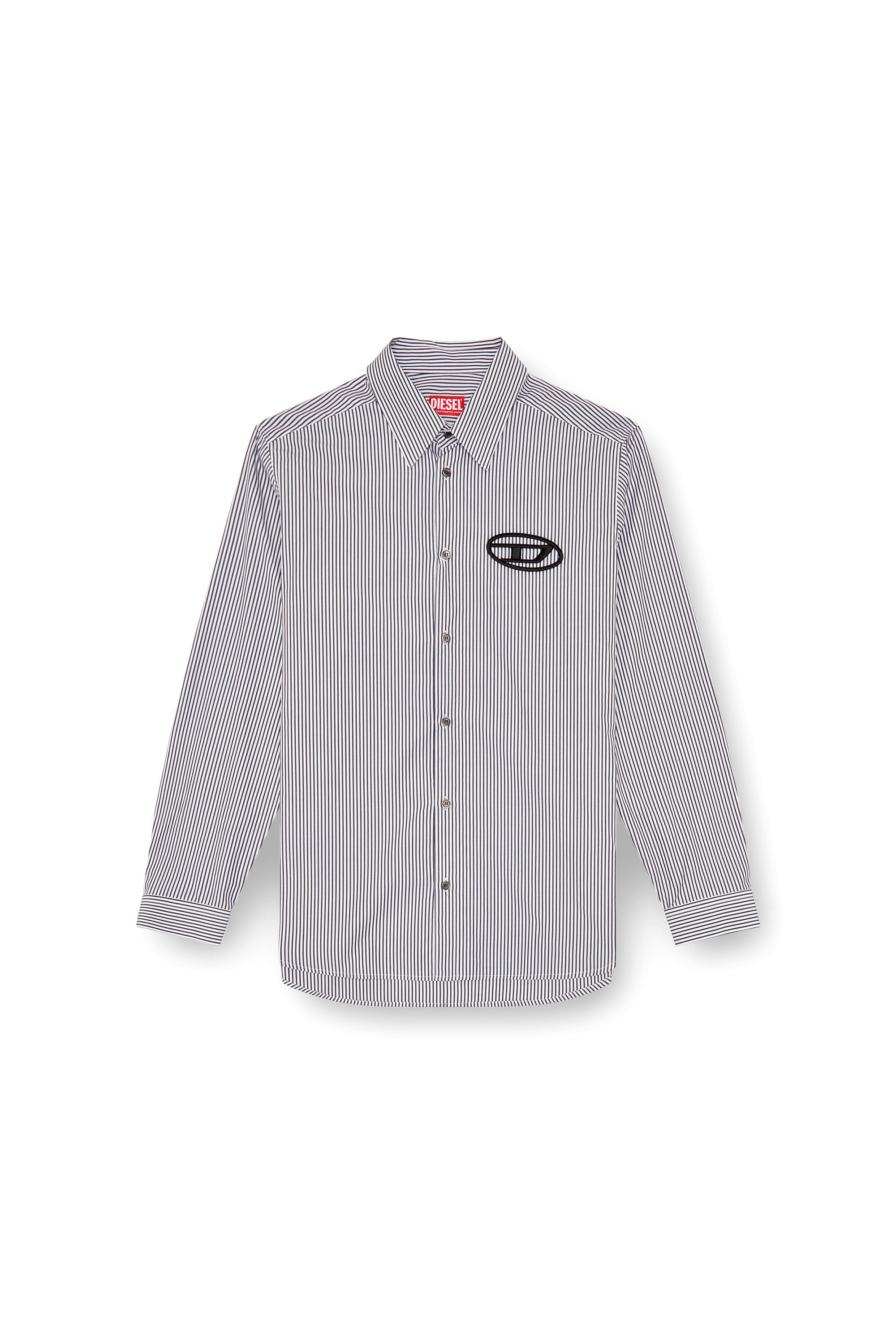 Diesel - S-SIMPLY-E, Chemise rayée avec broderie Oval D Homme in Noir - 3