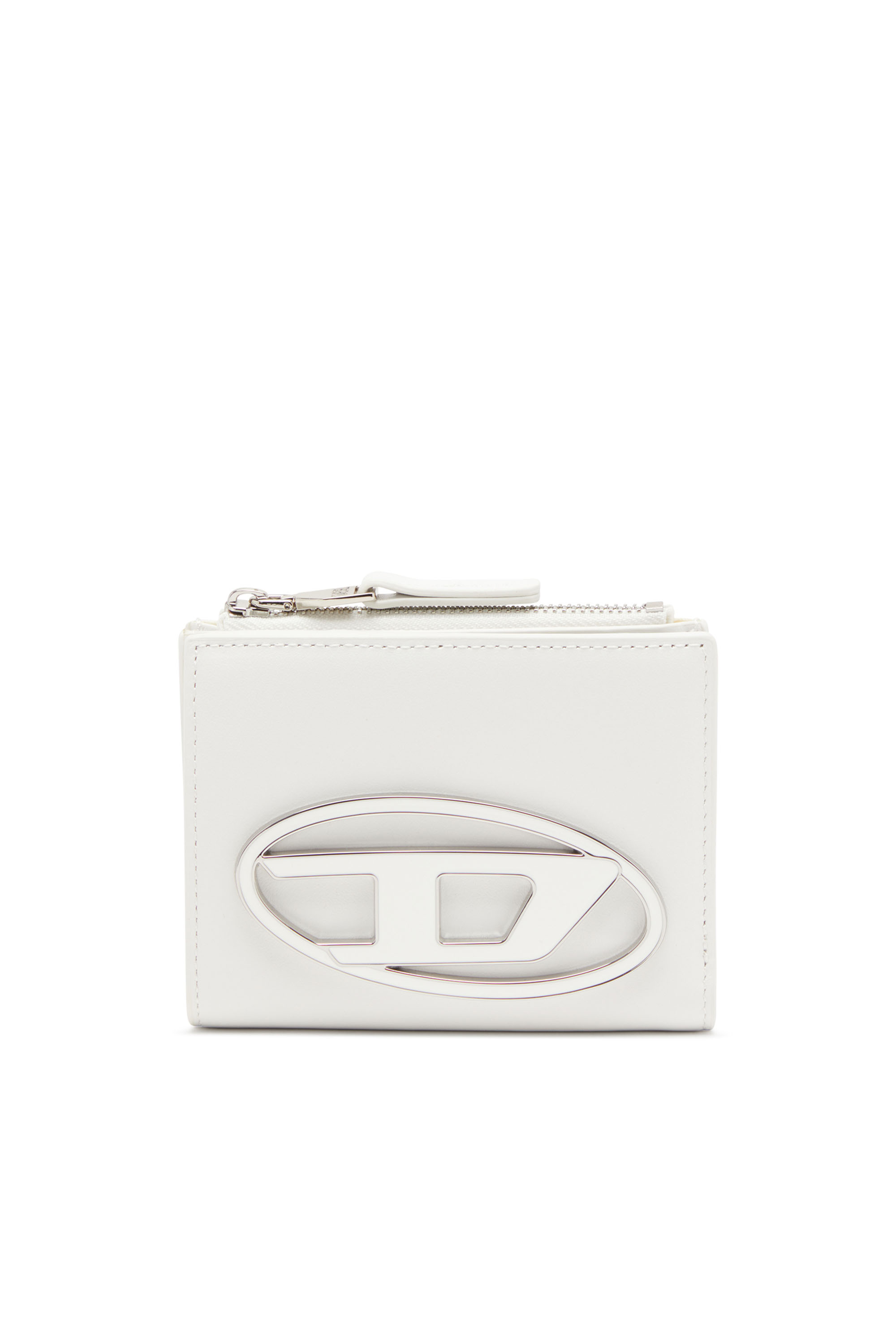 Diesel - 1DR BI-FOLD ZIP II, Petit portefeuille en cuir avec plaque à logo Femme in Blanc - 1